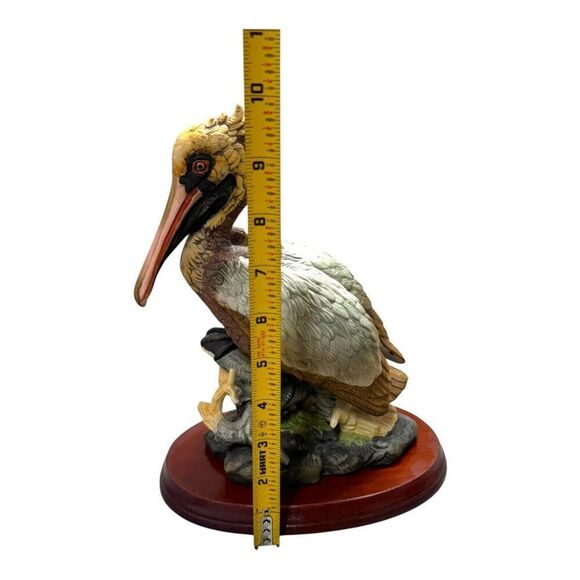 Royal Crown Ceramic Pelican Figurine On Wood Base 9" Desk Paperweight Large - Picture 7 of 7